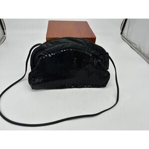 Vintage Lyrella Metal Mesh Purse handbag Black Shoulder Bag 11"